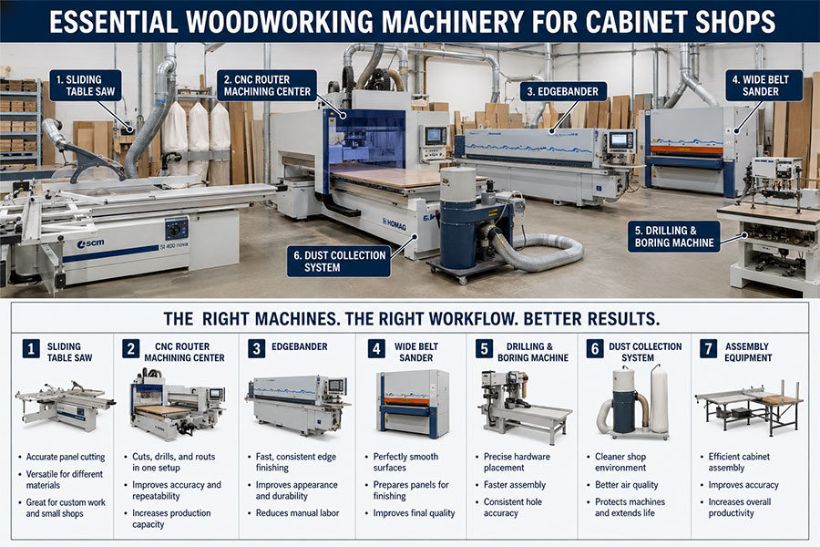 The Essential Woodworking Machinery for Cabinet Shops The Essential Woodworking Machinery for Cabinet Shops