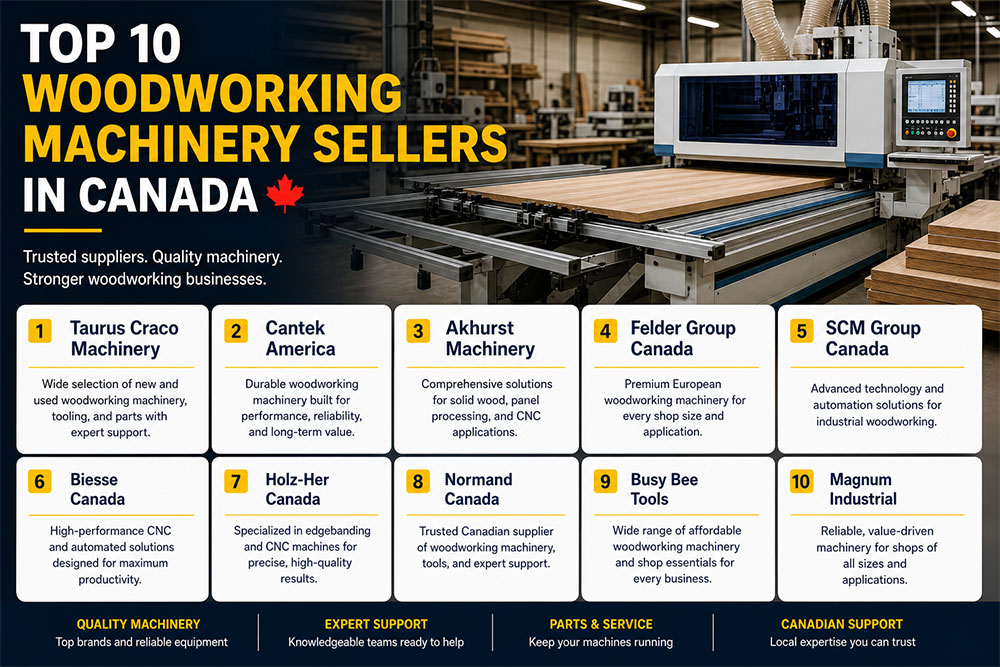 Top 10 Woodworking Machinery Sellers in Canada